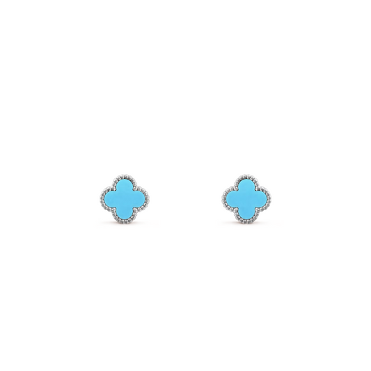 Van Cleef & Arpels Sweet Alhambra Earrings Turquoise 18K White Gold