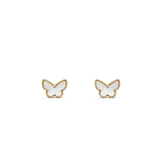 Van Cleef & Arpels Sweet Alhambra Butterfly Earrings Mother-Of-Pearl 18K Yellow Gold