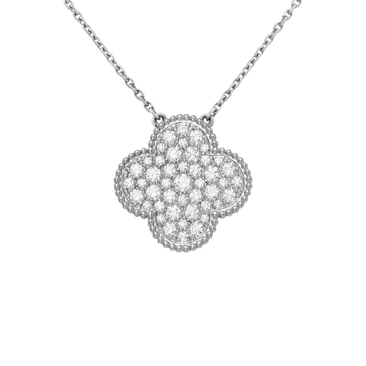 Van Cleef & Arpels Magic Alhambra Pendant Full Diamonds 18K White Gold