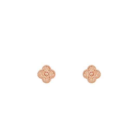 Van Cleef & Arpels Sweet Alhambra Earrings Embossed 18K Rose Gold